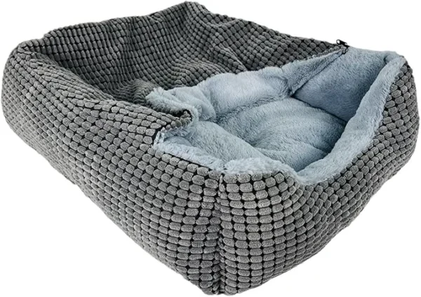 Dog Bed with Cave Hood & Non-Slip Bottom, Cozy, Washable